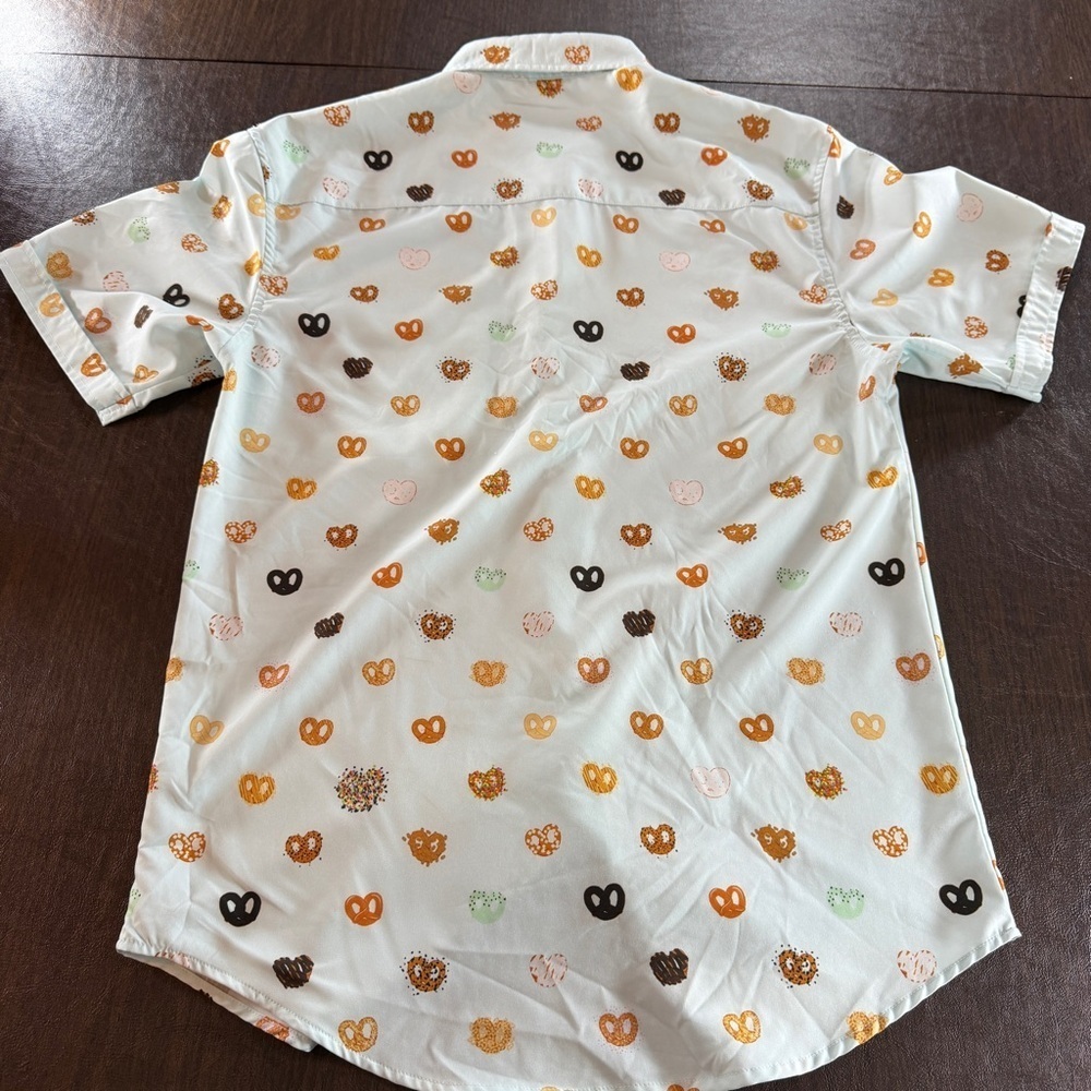 Men's Light Blue Pretzel Print Shirt - Multicolor Sz S - Picture 5 of 8